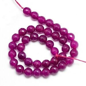 6MM Faceted Violet Red Jade Beads-ONE Gemstone Bead Strand-Jewelry Crafts NWT